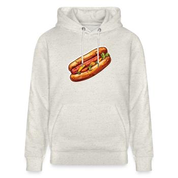 Bratwurst im Brötchen - Stanley/Stella Unisex Bio-Hoodie CRUISER  - Beige meliert - Vorne - Alina (178cm) & Michal (187cm)