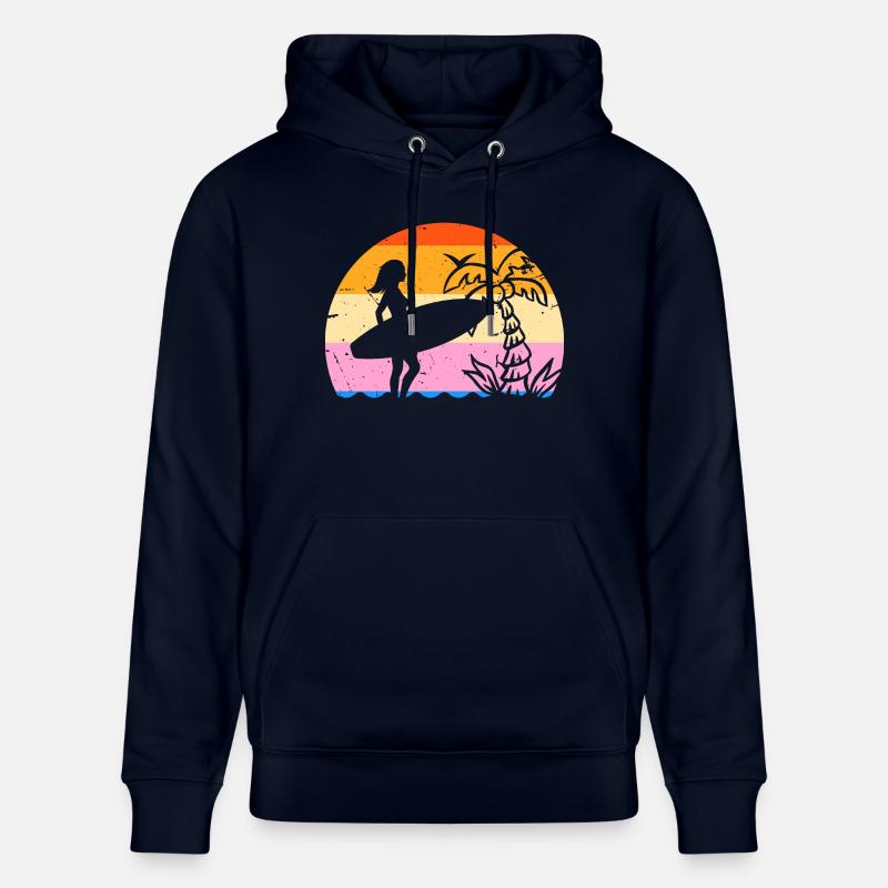 Surfeuse Retro palmier - Sweat à capuche bio CRUISER Stanley/Stella Unisexe - marine