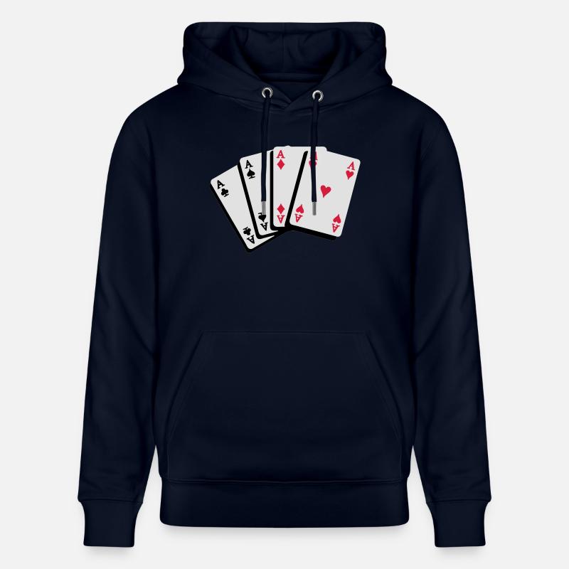 Poker Kartenfächer Asse - Stanley/Stella Unisex Bio-Hoodie CRUISER  - Navy