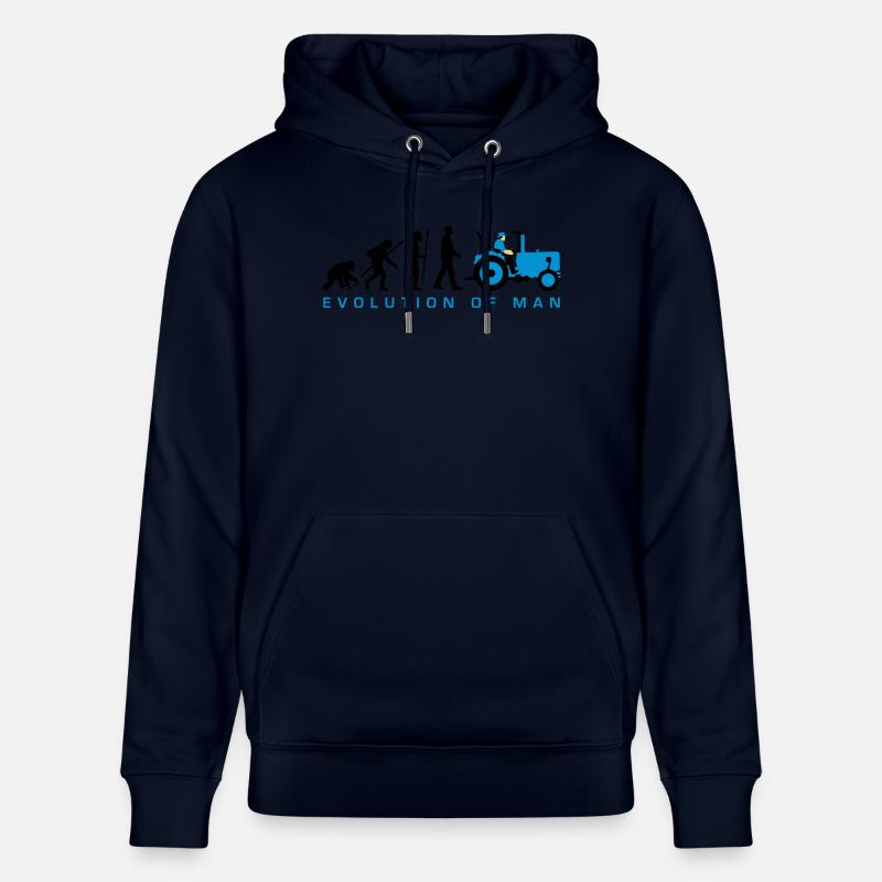 evolution_des_mannes_bauer_mit_trecker_c - Stanley/Stella Unisex Bio-Hoodie CRUISER  - Navy