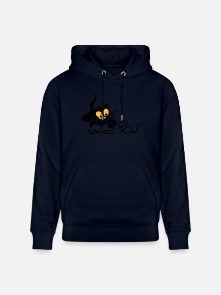 Kitten reading - Stanley/Stella CRUISER Unisex Organic Hoodie - navy