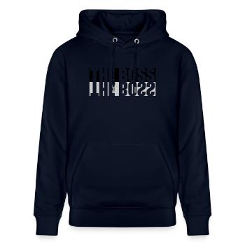 Spiegelung The Boss - Stanley/Stella Unisex Bio-Hoodie CRUISER  - Navy - Vorne - Alina (178cm) & Michal (187cm)