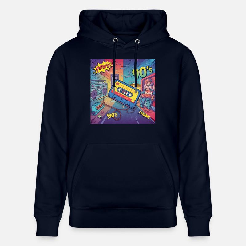 90er-Vibes: Comic-Kassette im Retro-Look - Stanley/Stella Unisex Bio-Hoodie CRUISER  - Navy