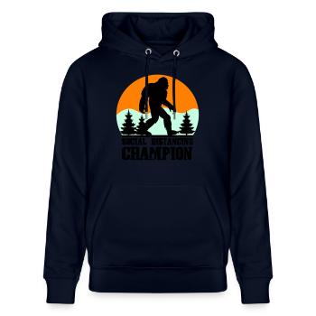 big foot social distancing - Stanley/Stella Unisex Bio-Hoodie CRUISER  - Navy - Vorne - Alina (178cm) & Michal (187cm)