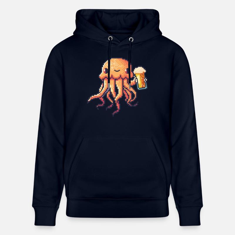 Méduse Pixel Bière - Sweat à capuche bio CRUISER Stanley/Stella Unisexe - marine