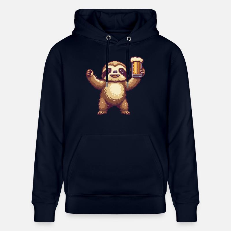Bière Sloth Pixel - Sweat à capuche bio CRUISER Stanley/Stella Unisexe - marine