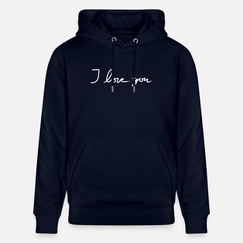 Icône de texte Je t’aime - Sweat à capuche bio CRUISER Stanley/Stella Unisexe - marine