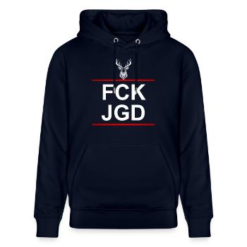 FCK JGD - Stanley/Stella Unisex Bio-Hoodie CRUISER  - Navy - Vorne - Alina (178cm) & Michal (187cm)