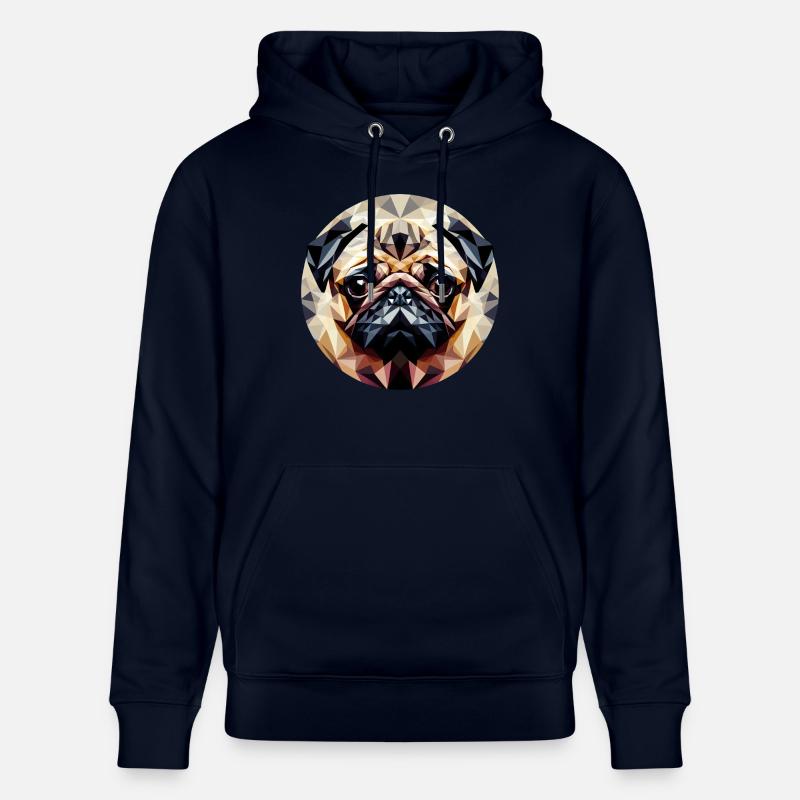 Polygoner Mops Hund Rund - Stanley/Stella Unisex Bio-Hoodie CRUISER  - Navy