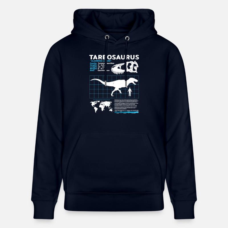 Tarbosaurus fact sheet - Stanley/Stella CRUISER Unisex Organic Hoodie - navy