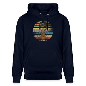 Yggdrasil Natur Musiker Baum Des Lebens - Stanley/Stella Unisex Bio-Hoodie CRUISER  - Navy - Vorne - Alina (178cm) & Michal (187cm)