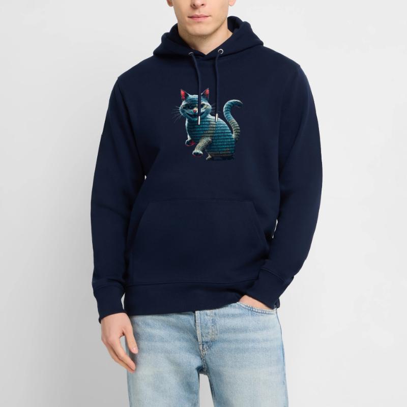 Tech cat with binary code for programmers and Stanley/Stella CRUISER Unisex Organic Hoodie