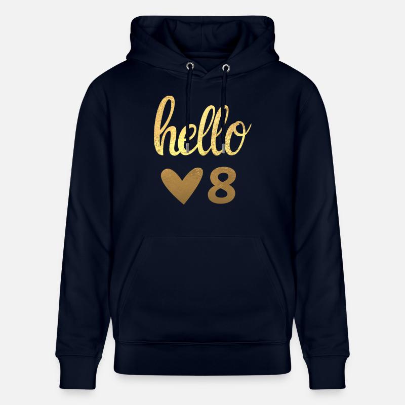 Hello 8 doré - Sweat à capuche bio CRUISER Stanley/Stella Unisexe - marine