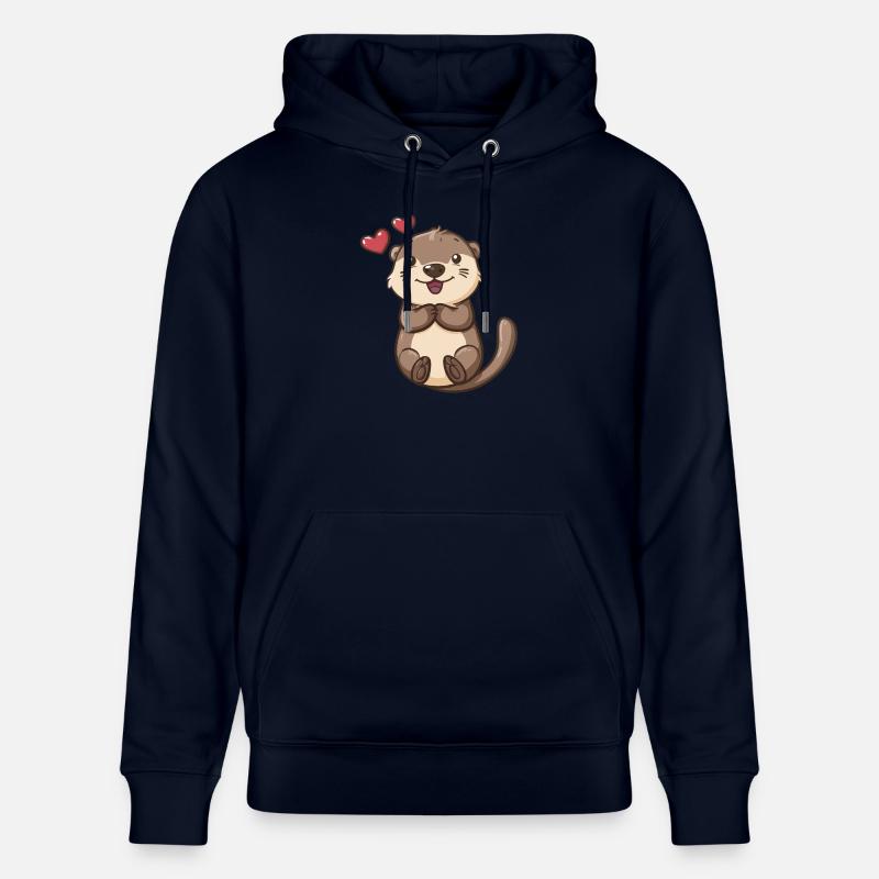 Loutre mignonne avec des coeurs - Sweat à capuche bio CRUISER Stanley/Stella Unisexe - marine