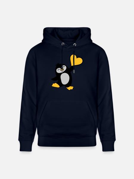Friendly penguin shows heart - Stanley/Stella CRUISER Unisex Organic Hoodie - navy