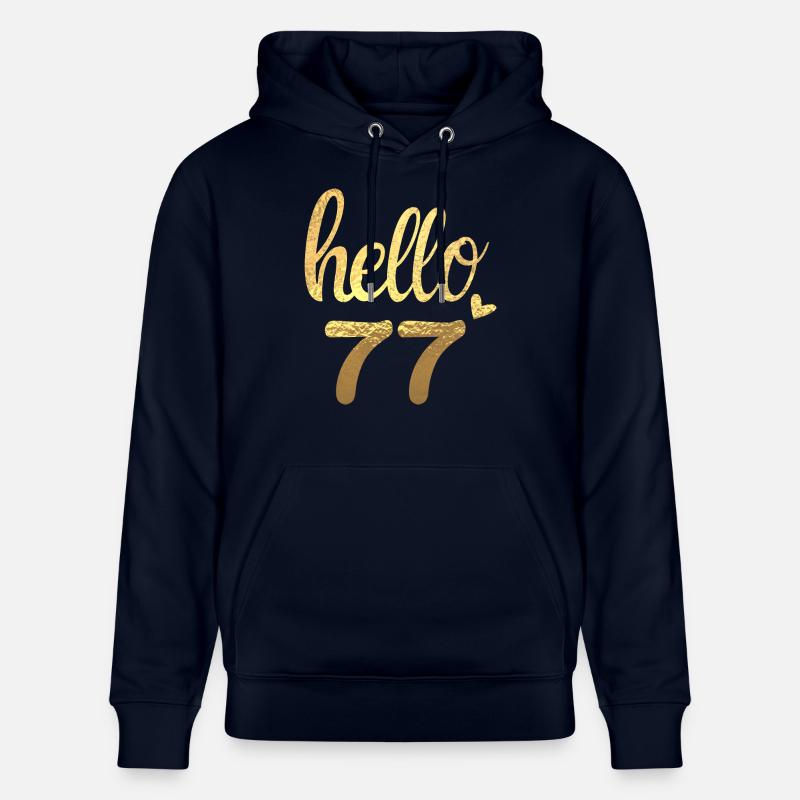 Hello 77 doré - Sweat à capuche bio CRUISER Stanley/Stella Unisexe - marine