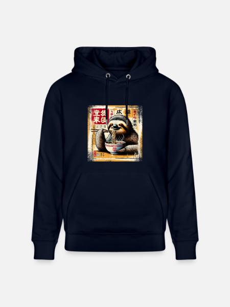 Sloth Ramen Grunge Poster Style - Stanley/Stella CRUISER Unisex Organic Hoodie - navy