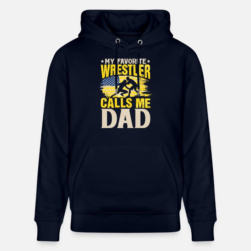 Mon lutteur préféré m’appelle papa - Sweat à capuche bio CRUISER Stanley/Stella Unisexe - marine