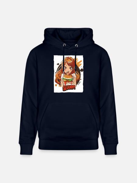 Anime-Mädchen liebt große Burger - Stanley/Stella Unisex Bio-Hoodie CRUISER  - Navy