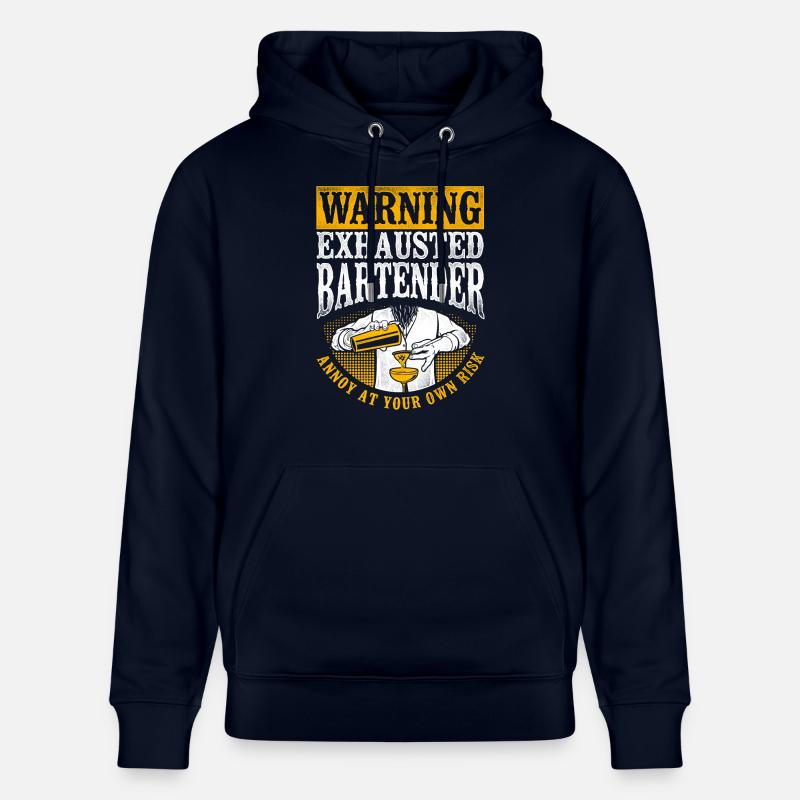 Bartender Mixologist Warning - Stanley/Stella Unisex Bio-Hoodie CRUISER - Navy