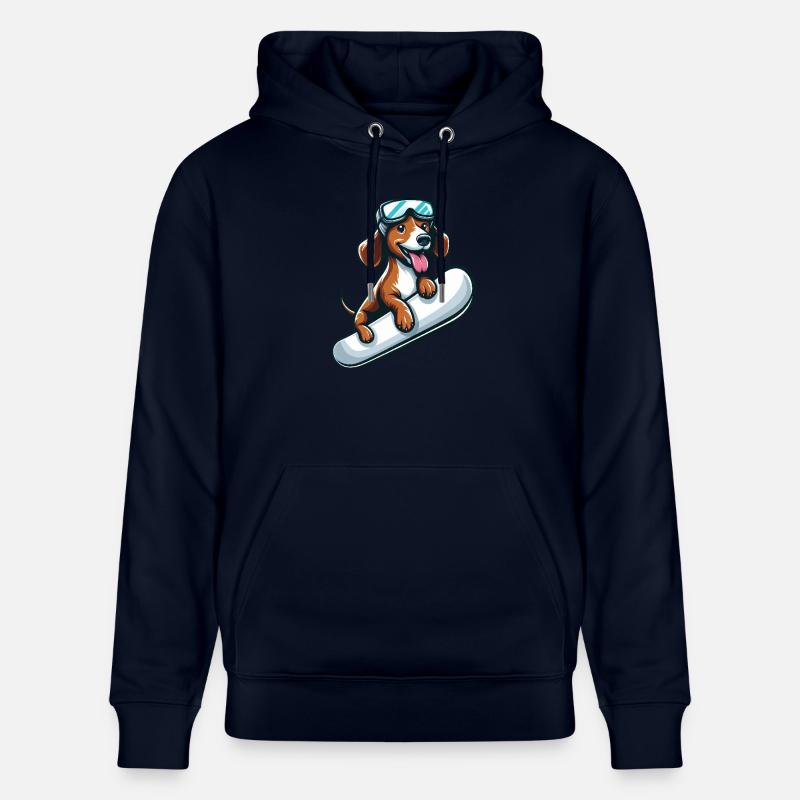 Dackel Hund Snowboard Comics Winterspaß - Stanley/Stella Unisex Bio-Hoodie CRUISER  - Navy