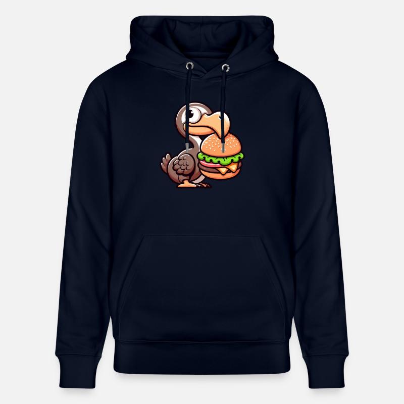 Whimsical Dodo Burger Chibi Hamburger - Stanley/Stella CRUISER Unisex Organic Hoodie - navy