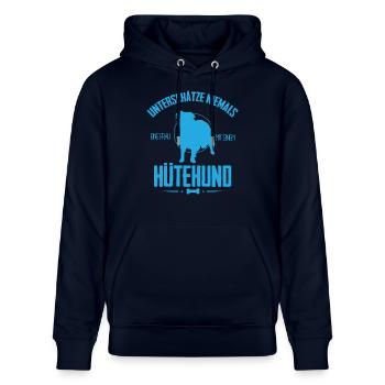UN Hütehund Shirt - Stanley/Stella Unisex Bio-Hoodie CRUISER  - Navy - Vorne - Alina (178cm) & Michal (187cm)