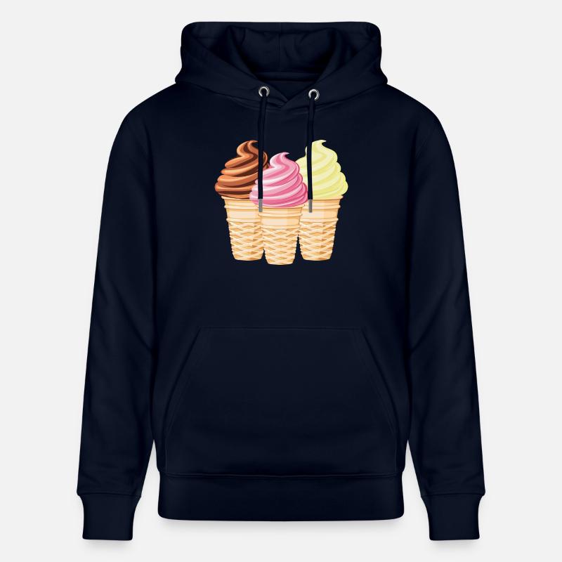 Softeis Vanille Schokolade Erdbeere - Stanley/Stella Unisex Bio-Hoodie CRUISER  - Navy