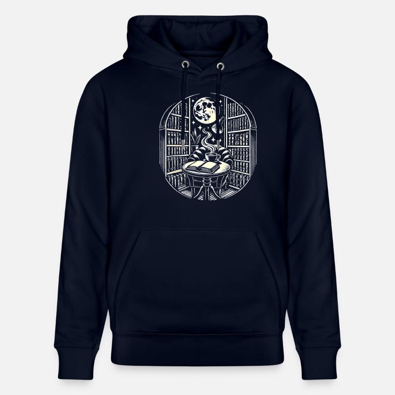 Mitternachtskaffee Bücher Tattoo Kunst - Stanley/Stella Unisex Bio-Hoodie CRUISER  - Navy
