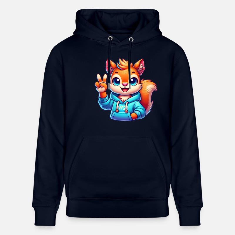 Friedliches Cartoon-Eichhörnchen im Kapuzenpullover - Stanley/Stella Unisex Bio-Hoodie CRUISER  - Navy