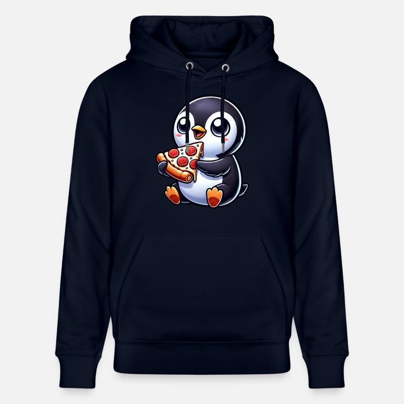 Mignon pingouin pizza dessin animé - Sweat à capuche bio CRUISER Stanley/Stella Unisexe - marine
