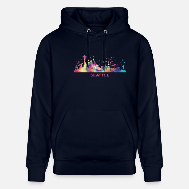 Skyline de Seattle, Seattle - Sweat à capuche bio CRUISER Stanley/Stella Unisexe - marine