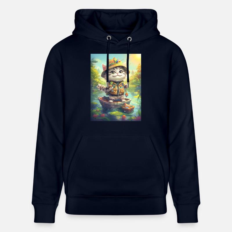 Chat Pêche Cadeau Pêche - Sweat à capuche bio CRUISER Stanley/Stella Unisexe - marine
