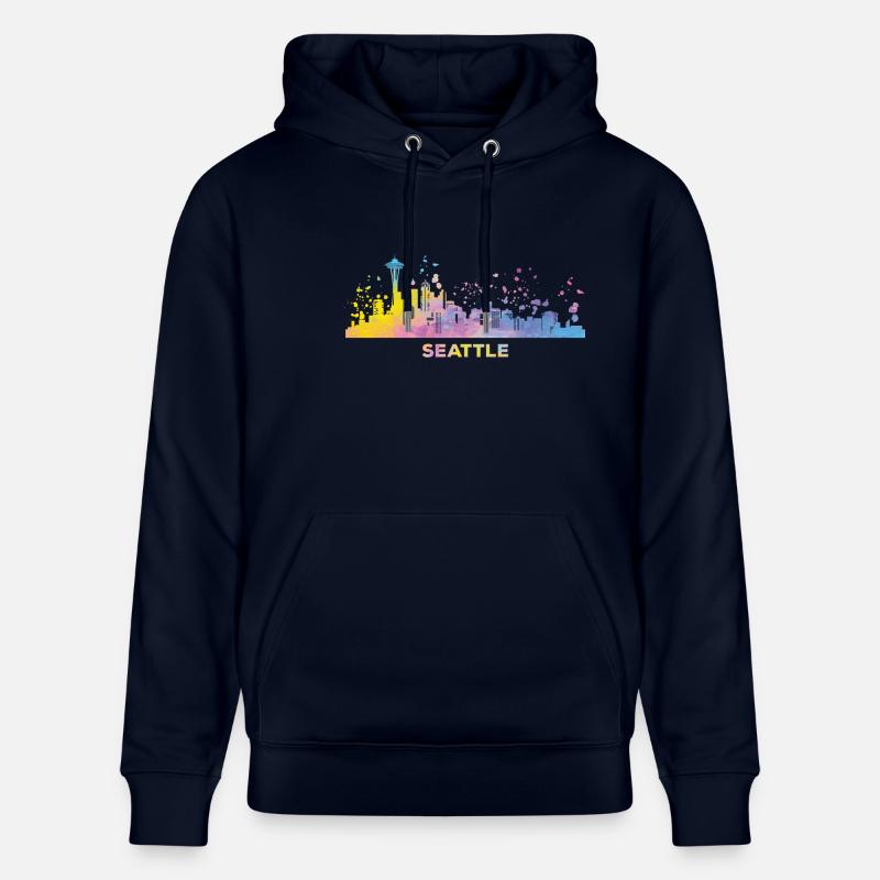 Skyline de Seattle, Seattle - Sweat à capuche bio CRUISER Stanley/Stella Unisexe - marine