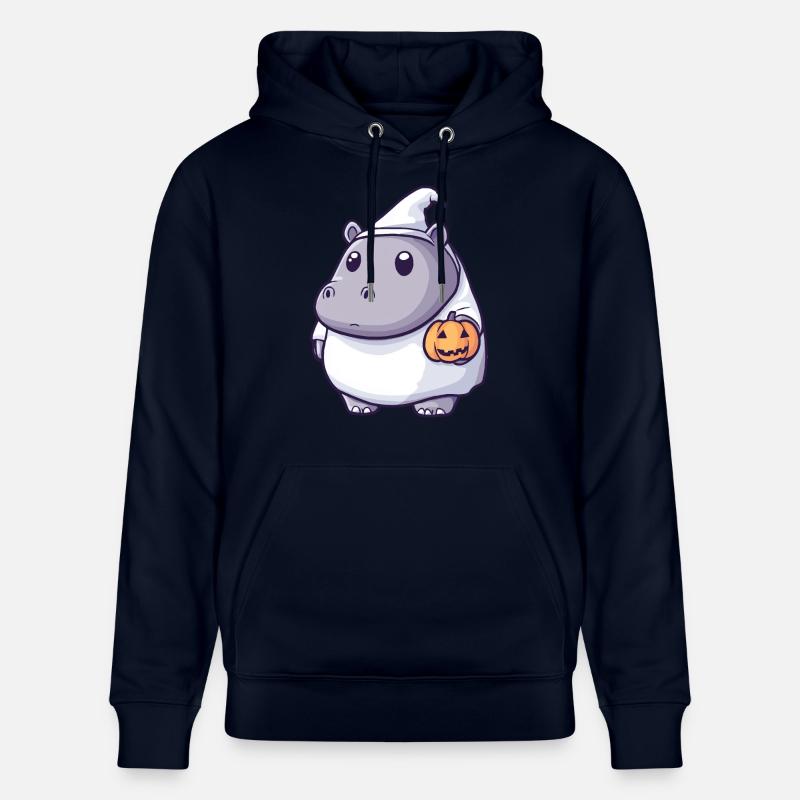 Nilpferd Halloween Comic Geist - Stanley/Stella Unisex Bio-Hoodie CRUISER  - Navy
