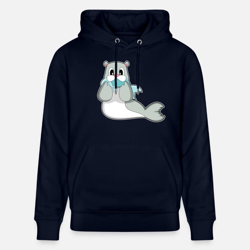 Poisson phoque - Sweat à capuche bio CRUISER Stanley/Stella Unisexe - marine