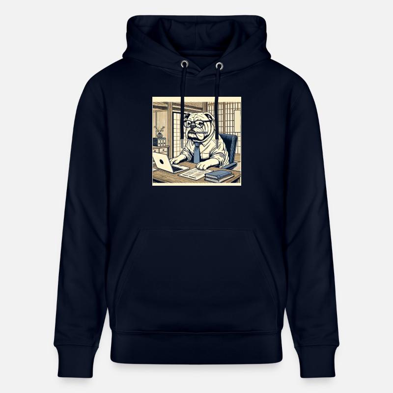 Bouledogue au bureau - Ukiyo-e Style - Sweat à capuche bio CRUISER Stanley/Stella Unisexe - marine