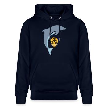 Tribal dolphin - Stanley/Stella Unisex Bio-Hoodie CRUISER  - Navy - Vorne - Alina (178cm) & Michal (187cm)