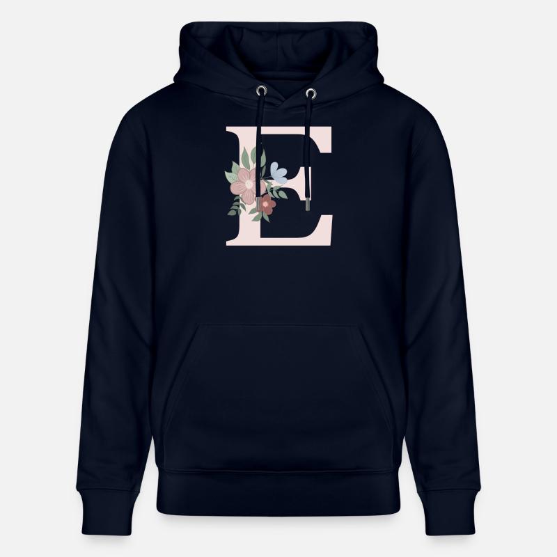 Lettre E avec fleur rose - Sweat à capuche bio CRUISER Stanley/Stella Unisexe - marine