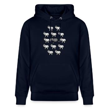 be different - Stanley/Stella Unisex Bio-Hoodie CRUISER  - Navy - Vorne - Alina (178cm) & Michal (187cm)