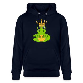 Le roi grenouille enchanté est assis nénuphar - Sweat à capuche bio CRUISER Stanley/Stella Unisexe - marine - Devant - Alina (178cm) & Michal (187cm)