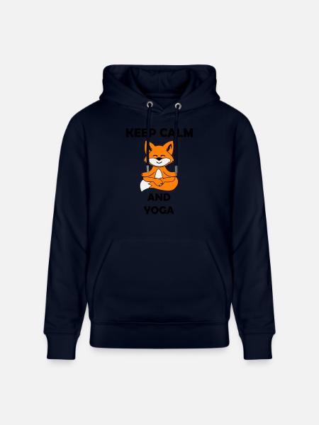 Yoga Fox Keep Calm - Stanley/Stella CRUISER Unisex Organic Hoodie - navy