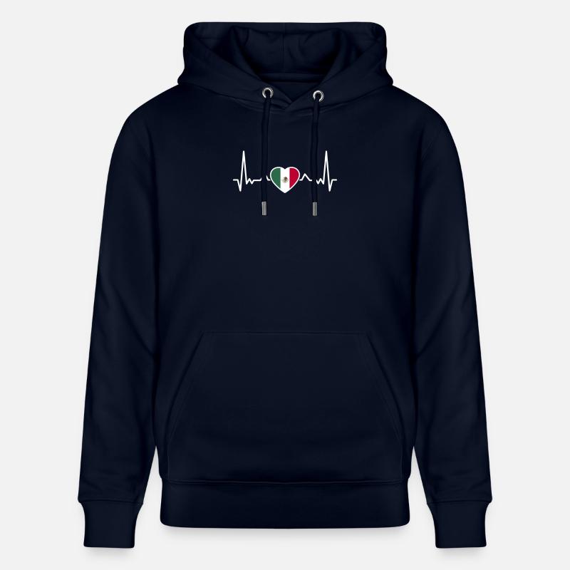 Mexique Heartbeat Drapeau mexicain Mexicain - Sweat à capuche bio CRUISER Stanley/Stella Unisexe - marine