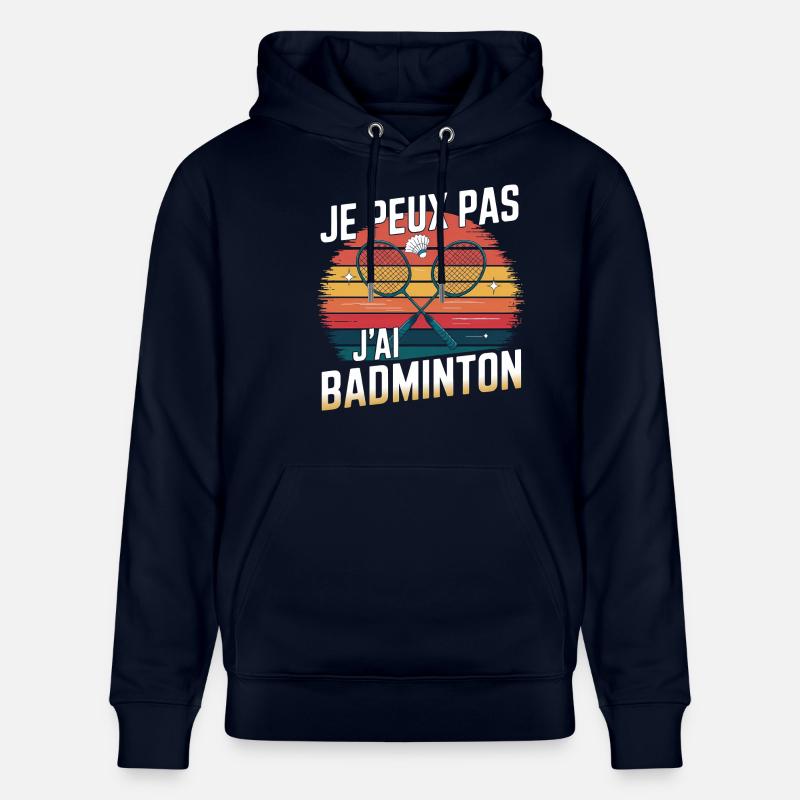 Passion Badminton - Look Années 80 - Sweat à capuche bio CRUISER Stanley/Stella Unisexe - marine