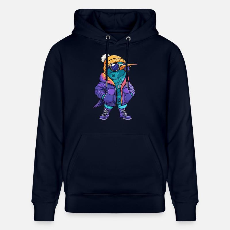 Colibri oiseau bande dessinée cool - Sweat à capuche bio CRUISER Stanley/Stella Unisexe - marine