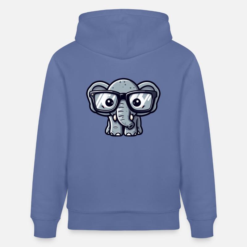 Éléphant nerd avec des lunettes - Sweat à capuche bio CRUISER Stanley/Stella Unisexe - bleu