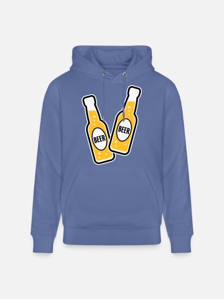 2 Bierflaschen (Bier / POS 3C) - Stanley/Stella Unisex Bio-Hoodie CRUISER - Blau