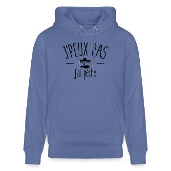 Je peux pas j ai pêche - Sweat à capuche bio CRUISER Stanley/Stella Unisexe - bleu - Devant - Alina (178cm) & Michal (187cm)