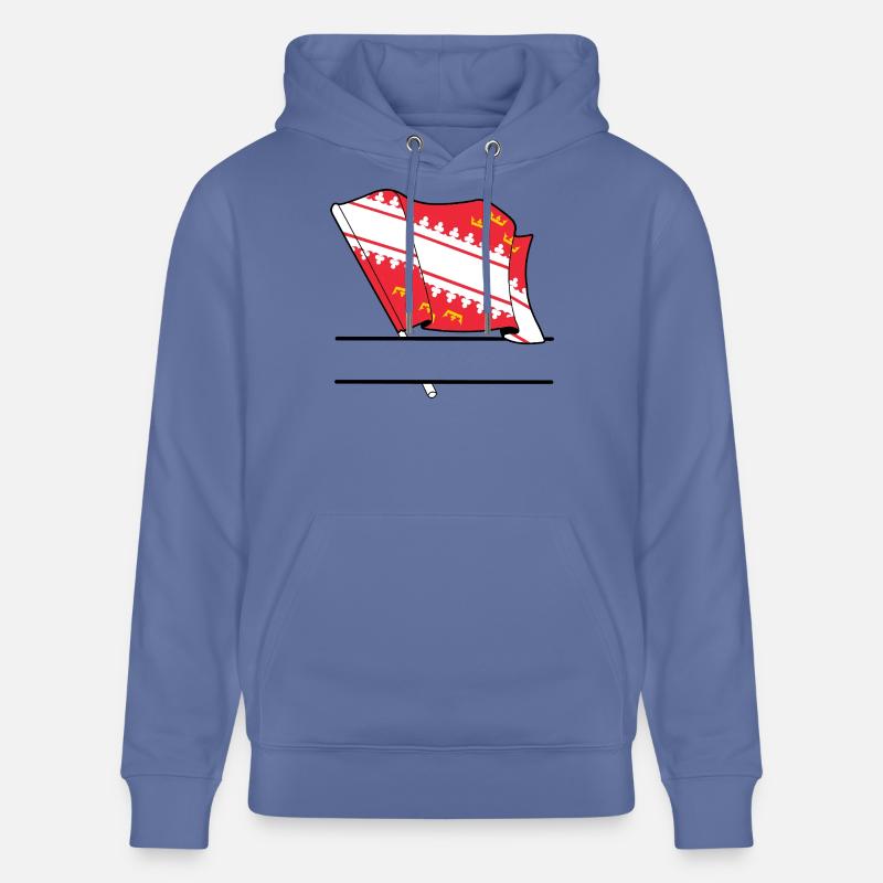 Drapeau d’Alsace avec boîte de texte - Sweat à capuche bio CRUISER Stanley/Stella Unisexe - bleu
