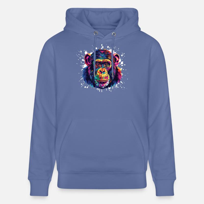 Éclaboussure de portrait de singe - Sweat à capuche bio CRUISER Stanley/Stella Unisexe - bleu
